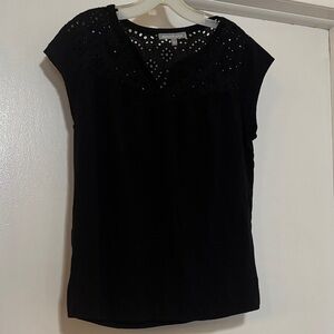Daniel Rainn Black Eyelet Blouse